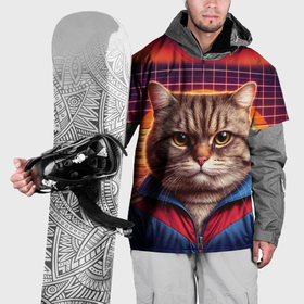 Накидка на куртку 3D с принтом Полосатый кот в спортивном костюме в Петрозаводске, 100% полиэстер |  | Тематика изображения на принте: 