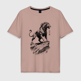 Мужская футболка хлопок Oversize с принтом Смилодон саблезубый тигр в Кировске, 100% хлопок | свободный крой, круглый ворот, “спинка” длиннее передней части | 