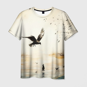 Мужская футболка 3D с принтом Свобода и тишина в Кировске, 100% полиэфир | прямой крой, круглый вырез горловины, длина до линии бедер | 
