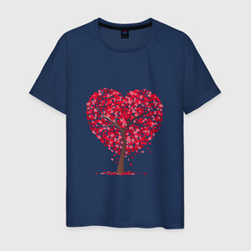 Мужская футболка хлопок с принтом Дерево из сердец в Кировске, 100% хлопок | прямой крой, круглый вырез горловины, длина до линии бедер, слегка спущенное плечо. | 