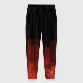 Мужские брюки 3D с принтом Красный туман на чёрном в Петрозаводске, 100% полиэстер | манжеты по низу, эластичный пояс регулируется шнурком, по бокам два кармана без застежек, внутренняя часть кармана из мелкой сетки | 