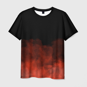 Мужская футболка 3D с принтом Красный туман на чёрном в Петрозаводске, 100% полиэфир | прямой крой, круглый вырез горловины, длина до линии бедер | 