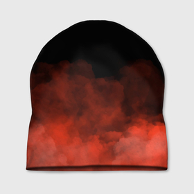 Шапка 3D с принтом Красный туман на чёрном в Петрозаводске, 100% полиэстер | универсальный размер, печать по всей поверхности изделия | 