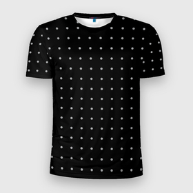 Мужская футболка 3D Slim с принтом Черный в белую точку в Новосибирске, 100% полиэстер с улучшенными характеристиками | приталенный силуэт, круглая горловина, широкие плечи, сужается к линии бедра | 