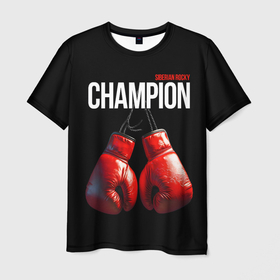 Мужская футболка 3D с принтом Siberian Rocky Champion в Екатеринбурге, 100% полиэфир | прямой крой, круглый вырез горловины, длина до линии бедер | Тематика изображения на принте: 