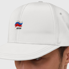 Кепка снепбек с прямым козырьком с принтом Развевающийся флаг России с надписью в Курске, хлопок 100% |  | 