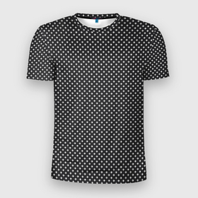 Мужская футболка 3D Slim с принтом Черно белые ромбы в Новосибирске, 100% полиэстер с улучшенными характеристиками | приталенный силуэт, круглая горловина, широкие плечи, сужается к линии бедра | 