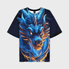 Мужская футболка oversize 3D с принтом Синий водяной дракон ,  |  | Тематика изображения на принте: 