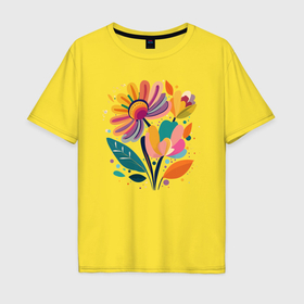 Мужская футболка хлопок Oversize с принтом Цветы   яркий букет цветов к 8 марта в Санкт-Петербурге, 100% хлопок | свободный крой, круглый ворот, “спинка” длиннее передней части | 