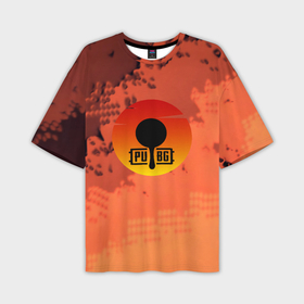 Мужская футболка oversize 3D с принтом PUBG game orange в Санкт-Петербурге,  |  | 