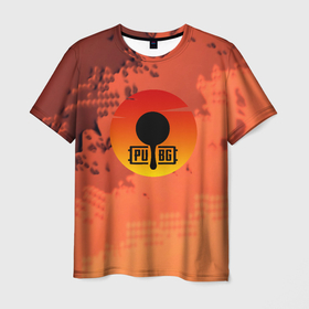 Мужская футболка 3D с принтом PUBG game orange в Екатеринбурге, 100% полиэфир | прямой крой, круглый вырез горловины, длина до линии бедер | Тематика изображения на принте: 