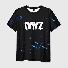 Мужская футболка 3D с принтом Dayz текстура краски голубые в Курске, 100% полиэфир | прямой крой, круглый вырез горловины, длина до линии бедер | 