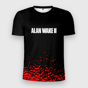 Мужская футболка 3D Slim с принтом Alan wake писатель гейм краски в Кировске, 100% полиэстер с улучшенными характеристиками | приталенный силуэт, круглая горловина, широкие плечи, сужается к линии бедра | Тематика изображения на принте: 