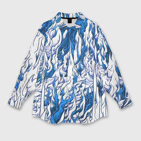Мужская рубашка oversize 3D с принтом Белый и синий узор в Екатеринбурге,  |  | 