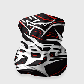 Бандана-труба 3D с принтом Белые и красные агрессивные линии на чёрном фоне в Белгороде, 100% полиэстер, ткань с особыми свойствами — Activecool | плотность 150‒180 г/м2; хорошо тянется, но сохраняет форму | 