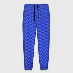 Мужские брюки 3D с принтом Зигзаг синий и голубой в Кировске, 100% полиэстер | манжеты по низу, эластичный пояс регулируется шнурком, по бокам два кармана без застежек, внутренняя часть кармана из мелкой сетки | 