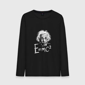 Мужской лонгслив хлопок с принтом Альберт Эйнштейн с формулой относительности в Тюмени, 100% хлопок |  | 