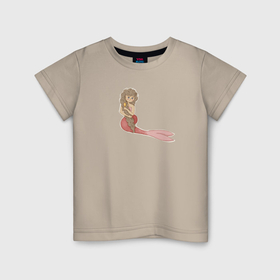 Детская футболка хлопок с принтом Русалочка расчесывает волосы в Тюмени, 100% хлопок | круглый вырез горловины, полуприлегающий силуэт, длина до линии бедер | 
