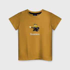 Детская футболка хлопок с принтом Palworld monster logo в Екатеринбурге, 100% хлопок | круглый вырез горловины, полуприлегающий силуэт, длина до линии бедер | 