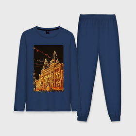 Мужская пижама с лонгсливом хлопок с принтом Столица в праздничных огнях ,  |  | 