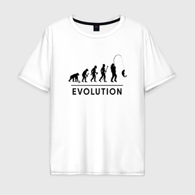 Мужская футболка хлопок Oversize с принтом Эволюция рыбака, рыбалка в Петрозаводске, 100% хлопок | свободный крой, круглый ворот, “спинка” длиннее передней части | Тематика изображения на принте: 