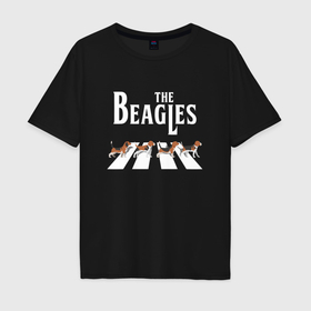 Мужская футболка хлопок Oversize с принтом Бигли The Beatles пародия в Белгороде, 100% хлопок | свободный крой, круглый ворот, “спинка” длиннее передней части | 