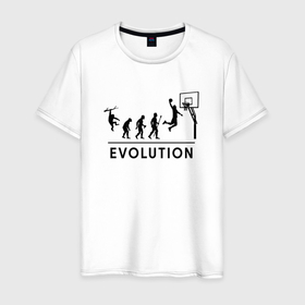 Мужская футболка хлопок с принтом Эволюция баскетболиста, баскетбол в Новосибирске, 100% хлопок | прямой крой, круглый вырез горловины, длина до линии бедер, слегка спущенное плечо. | 