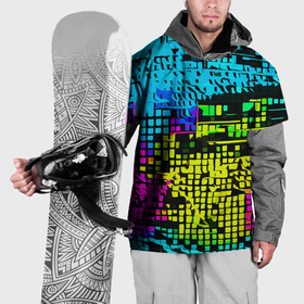 Накидка на куртку 3D с принтом Разноцветный глитч на чёрном фоне в Тюмени, 100% полиэстер |  | Тематика изображения на принте: 