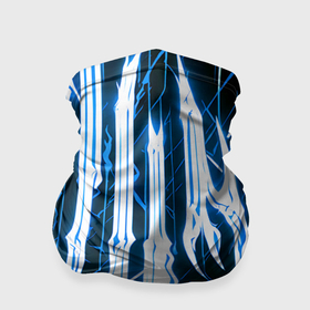 Бандана-труба 3D с принтом Синие неоновые полосы на чёрном фоне в Екатеринбурге, 100% полиэстер, ткань с особыми свойствами — Activecool | плотность 150‒180 г/м2; хорошо тянется, но сохраняет форму | Тематика изображения на принте: 