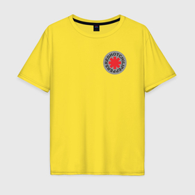 Мужская футболка хлопок Oversize с принтом Red Hot Chili Peppers эмблема в Тюмени, 100% хлопок | свободный крой, круглый ворот, “спинка” длиннее передней части | 