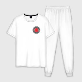 Мужская пижама хлопок с принтом Red Hot Chili Peppers эмблема в Белгороде, 100% хлопок | брюки и футболка прямого кроя, без карманов, на брюках мягкая резинка на поясе и по низу штанин
 | Тематика изображения на принте: 