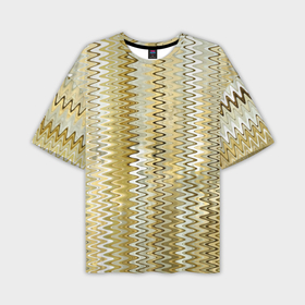 Мужская футболка oversize 3D с принтом Золотистый волнистый в Петрозаводске,  |  | 