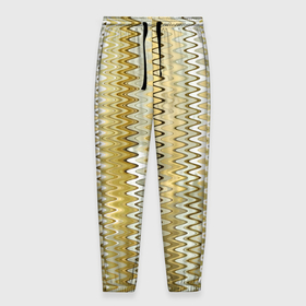 Мужские брюки 3D с принтом Золотистый волнистый в Новосибирске, 100% полиэстер | манжеты по низу, эластичный пояс регулируется шнурком, по бокам два кармана без застежек, внутренняя часть кармана из мелкой сетки | 