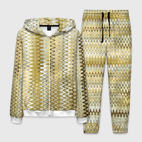 Мужской костюм 3D с принтом Золотистый волнистый в Петрозаводске, 100% полиэстер | Манжеты и пояс оформлены тканевой резинкой, двухслойный капюшон со шнурком для регулировки, карманы спереди | 