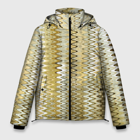 Мужская зимняя куртка 3D с принтом Золотистый волнистый в Новосибирске, верх — 100% полиэстер; подкладка — 100% полиэстер; утеплитель — 100% полиэстер | длина ниже бедра, свободный силуэт Оверсайз. Есть воротник-стойка, отстегивающийся капюшон и ветрозащитная планка. 

Боковые карманы с листочкой на кнопках и внутренний карман на молнии. | 