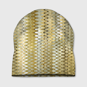 Шапка 3D с принтом Золотистый волнистый в Кировске, 100% полиэстер | универсальный размер, печать по всей поверхности изделия | 