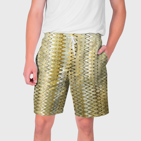 Мужские шорты 3D с принтом Золотистый волнистый в Петрозаводске,  полиэстер 100% | прямой крой, два кармана без застежек по бокам. Мягкая трикотажная резинка на поясе, внутри которой широкие завязки. Длина чуть выше колен | 