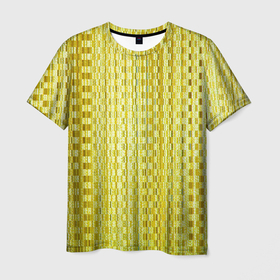 Мужская футболка 3D с принтом Золотистые квадратики в Екатеринбурге, 100% полиэфир | прямой крой, круглый вырез горловины, длина до линии бедер | 