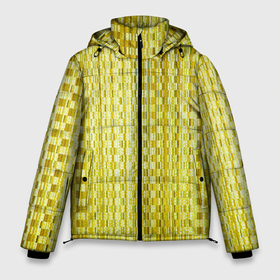 Мужская зимняя куртка 3D с принтом Золотистые квадратики в Курске, верх — 100% полиэстер; подкладка — 100% полиэстер; утеплитель — 100% полиэстер | длина ниже бедра, свободный силуэт Оверсайз. Есть воротник-стойка, отстегивающийся капюшон и ветрозащитная планка. 

Боковые карманы с листочкой на кнопках и внутренний карман на молнии. | 