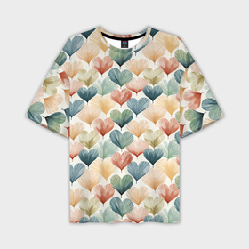 Мужская футболка oversize 3D с принтом Разноцветные нарисованные сердечки в Курске,  |  | Тематика изображения на принте: 
