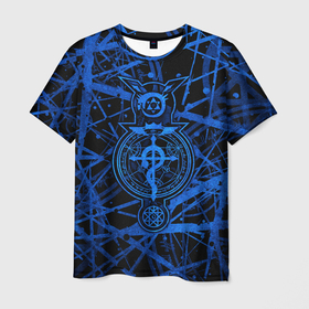 Мужская футболка 3D с принтом Fullmetal Alchemist   symbols в Курске, 100% полиэфир | прямой крой, круглый вырез горловины, длина до линии бедер | 