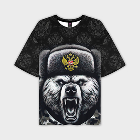 Мужская футболка oversize 3D с принтом Русский    медведь ,  |  | 