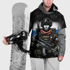 Накидка на куртку 3D с принтом Солдат  России , 100% полиэстер |  | 