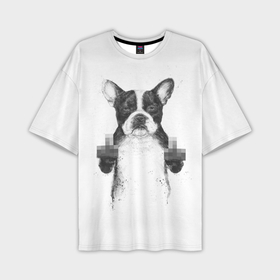 Мужская футболка oversize 3D с принтом Dog   censored ,  |  | 