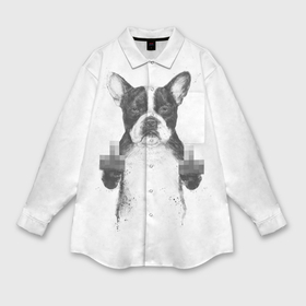 Мужская рубашка oversize 3D с принтом Dog   censored ,  |  | 