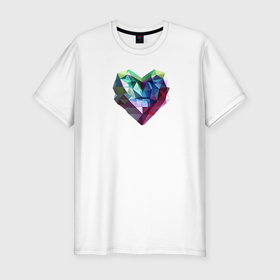 Мужская футболка хлопок Slim с принтом Геометрическое полигональное сердце в Кировске, 92% хлопок, 8% лайкра | приталенный силуэт, круглый вырез ворота, длина до линии бедра, короткий рукав | 