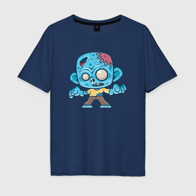Мужская футболка хлопок Oversize с принтом Blue zombie , 100% хлопок | свободный крой, круглый ворот, “спинка” длиннее передней части | 