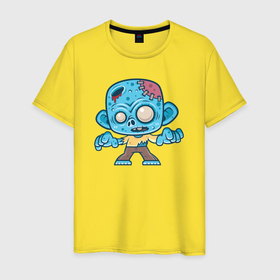 Мужская футболка хлопок с принтом Blue zombie в Белгороде, 100% хлопок | прямой крой, круглый вырез горловины, длина до линии бедер, слегка спущенное плечо. | 