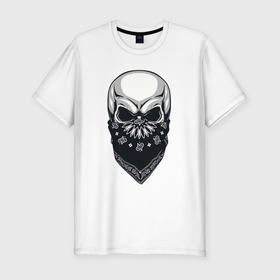 Мужская футболка хлопок Slim с принтом Gangster skull в Екатеринбурге, 92% хлопок, 8% лайкра | приталенный силуэт, круглый вырез ворота, длина до линии бедра, короткий рукав | 