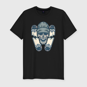 Мужская футболка хлопок Slim с принтом Мёртвый скейтер в Тюмени, 92% хлопок, 8% лайкра | приталенный силуэт, круглый вырез ворота, длина до линии бедра, короткий рукав | 